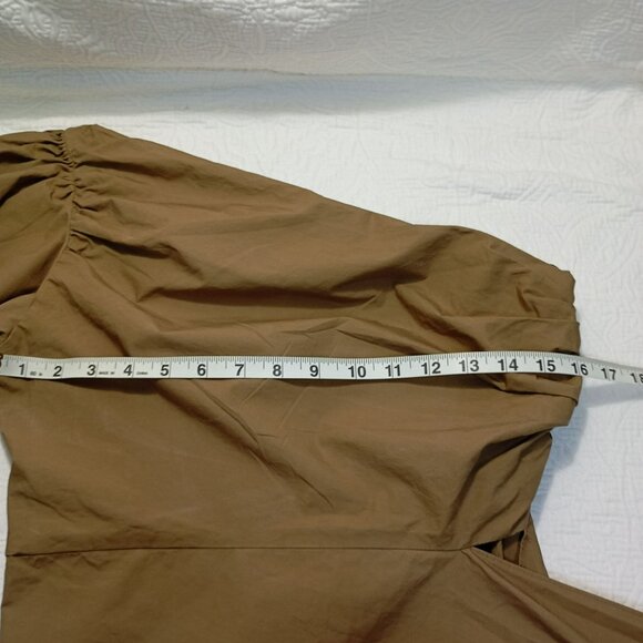 OlivaCeous Top Size M Ruched Sleeve & Draped Sash Detail One-Shoulder - Picture 13 of 13